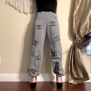 Chanel Logo Houndstooth Pants.